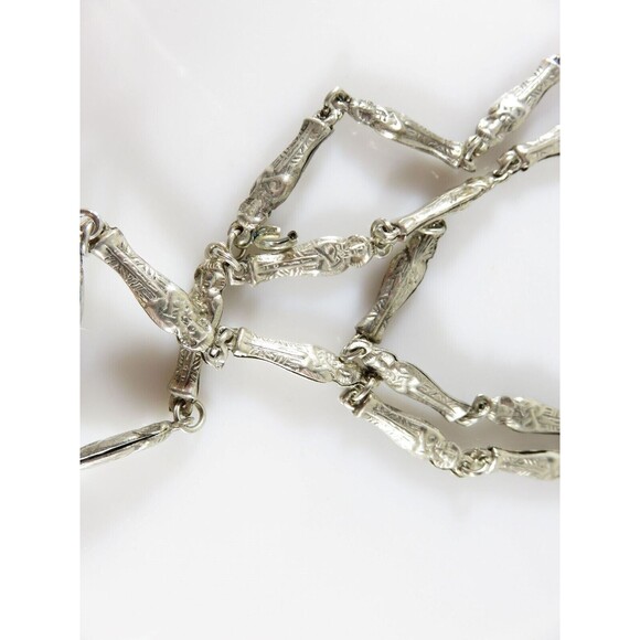 Egyptian Revival Silver Nefertiti Pendant Sarcophagus Necklace Large 3.5" Repair - Picture 14 of 16